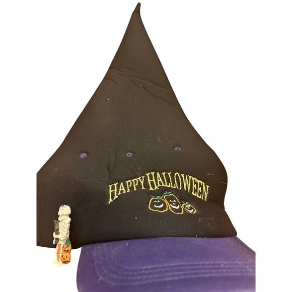 Vintage 1999 "Happy Halloween" Witch Baseball Pumpkin Black With vintage pin - Picture 1 of 6